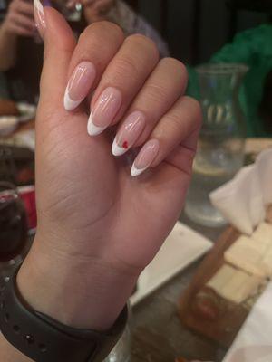 Gel x with french tips and a little red heart