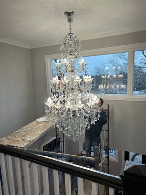 The chandelier is gorgeously beautiful!!! Only problem is the missing crystal balls, the owner said I can pick them up today