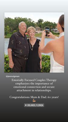 Marriage therapy can make your marriage 60 years strong.