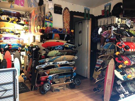 Over 100 longboards at all times to choose from.