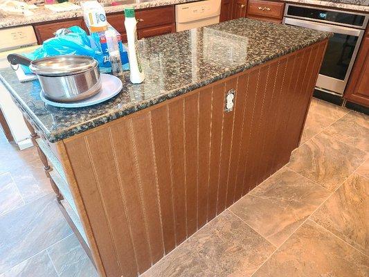 A custom kitchen with all new finishes, counter tops and flooring