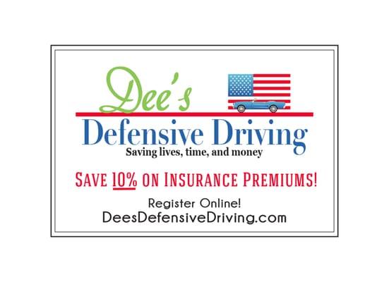 Save 10% on car insurance by taking Dee's defensive driving class!  Macon, GA