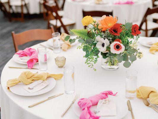 Locally grown wedding centerpiece.  Photo: https://featherandtwinephotography.com