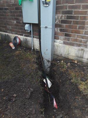 Underground line meter enclosure . job done in Elgin IL