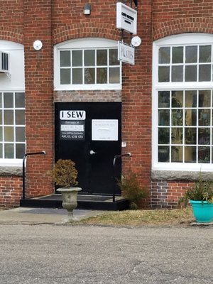 entrance door to Velvet Mill with my sign on it