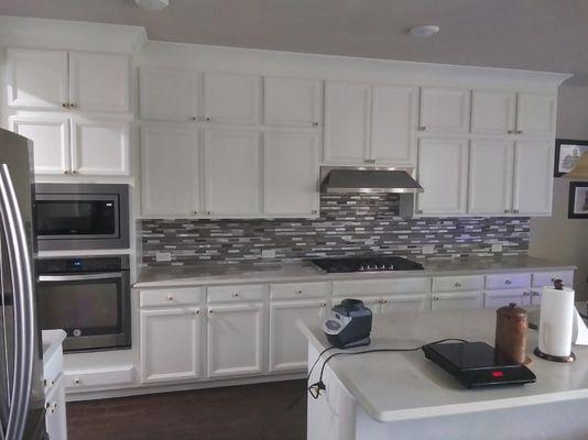 White kitchen cabinets- originally stained