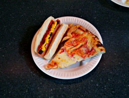 Pizza and hotdog