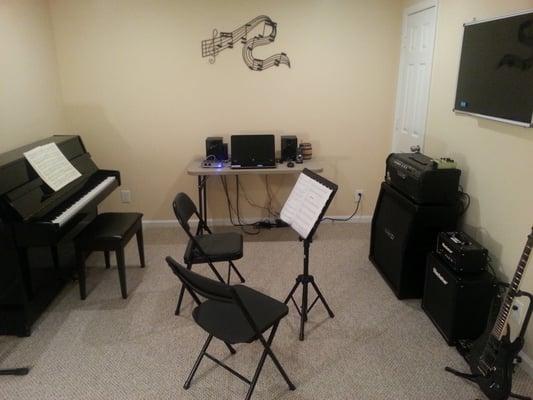 The studio is very clean and features high quality instruments and recording equipment