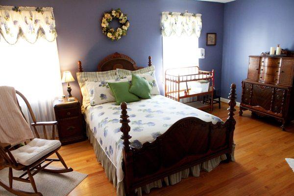 Tranquility Suite  with it's soulful blue color scheme and beautiful hydrangeas symbolizing abundance