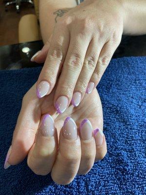 Full set with Two colors french tips by Stacy Truong