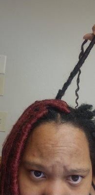 Natural hair out of faux loc.