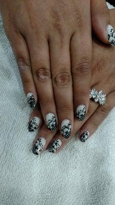 Beautiful lace work done by Mya, and very reasonably priced!!!