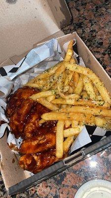 X-Honey BBQ & Garlic parmesan fries