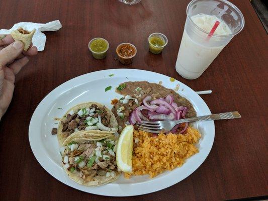 Rice and tacos three ways