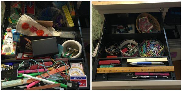 Can't find your pen? It's under the junk. Declutter your junk drawer and create a utility space for easy access to the things you use.