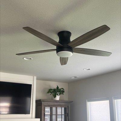 Ceiling fan installation.