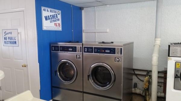 Brand new 40 lb washer extractors will get all the extra water out of your clothes and comforters to minimize drying time and save you money