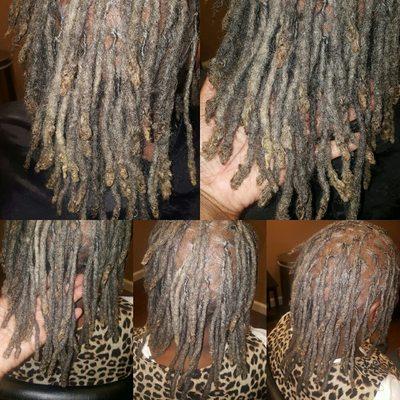 There is so much more to Loc maintenance than a retwist... Top pics are retwist only and bottom pics are retwist with cleanup.