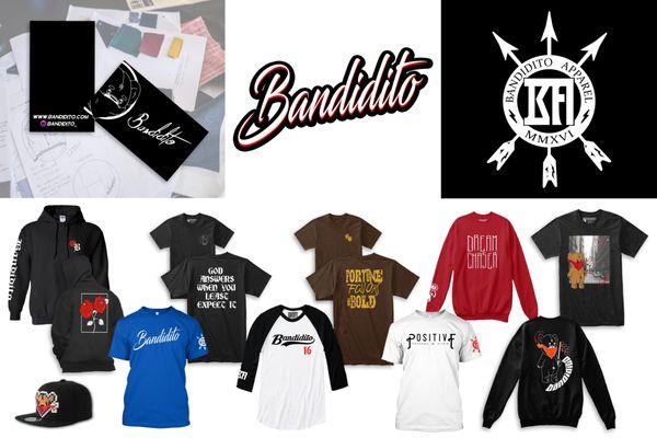 Brand identity and Clothing line package created for Bandidito Apparel. Custom logos, custom hang tags, and mockups.