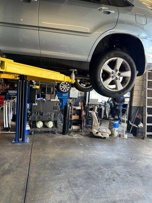 My car getting smog check.