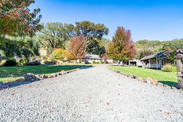 The driveway to the Mountain Vista Farm Campus