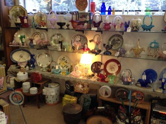 Beautiful Fenton Glass and Antique Plates and Glassware