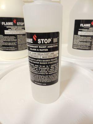 FLamestop 3 additive for latex water-based paint (interior) application.