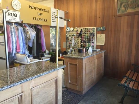 The sewing area in the cleaners