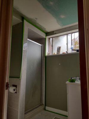 bathroom re-model/ drywall repair, paint