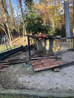 Broken down wooden play set