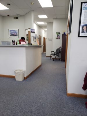 Inside waiting receptionist area