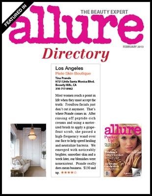 Tina Prande's facials featured in the Allure Directory for Los Angeles in the Feb '12 issue!