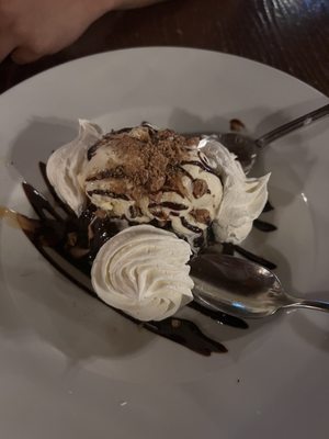 Chocolate lava cake with vanilla ice cream