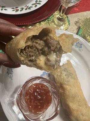 Philly cheesesteak eggrolls