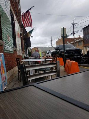 Outside eating area on the sidewalk