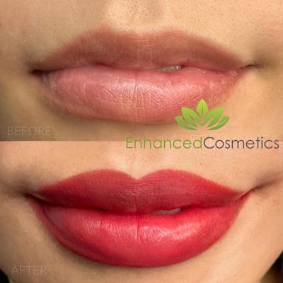 Permanent lip color or lip blushing