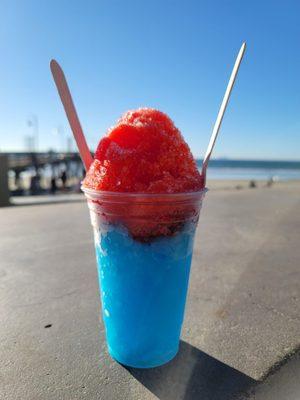 Watermelon and blue raspberry shaved ice