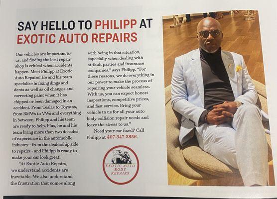 Meet the owner of EXOTIC AUTO REPAIRS Phil