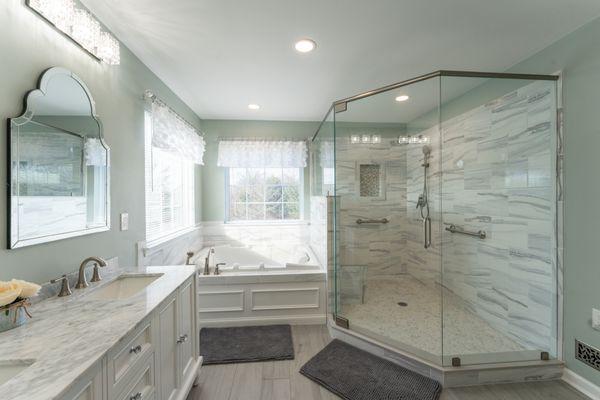 Master bathroom renovation, we took this outdated bathroom and creating a relaxing space for our clients