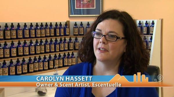 Escentuelle's Owner/Scent Artist, Carolyn Hassett, was featured on UNC-TV's NC Weekend