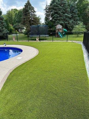 Grass around pool