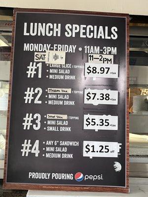 Menu: lunch special