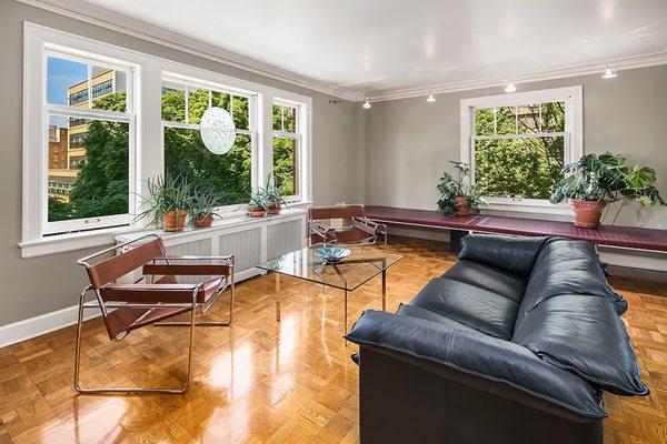 Though clearly this is a superior professional photo, observe the coffee table and plant arrange created by me.