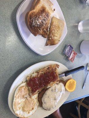 Chicken fried steak... eggs were a little more than over medium but the yoke was still runny and totally edible