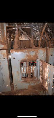 Water damage to electrical panel