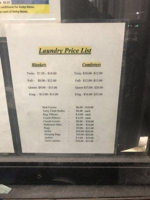 Drop off prices by weight & item