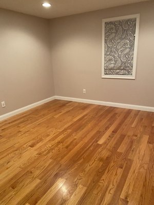 Red oak floors before being sanded and refinished