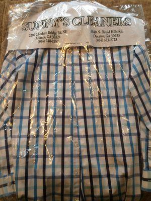 Professionally Dry Cleaned Button Down Shirts.