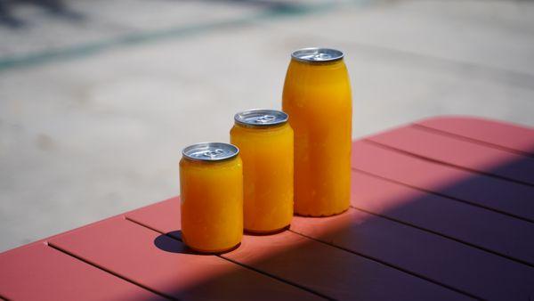 Fresh squeezed & canned valencia orange juice. Comes in 3 sizes: 8 ounce/11 ounce/22 ounce!