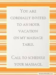 You are cordially invited to my tranquil, peaceful massage room, where the table is always warm and cozy.